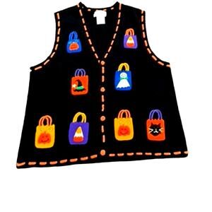 VINTAGE!! 80'S HALLOWEEN VEST, CHEERFUL& CUTE, GREAT CONDITION ,M, KID FRIENDLY